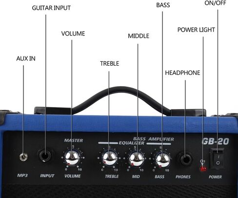 20W WATT ELECTRAL BASS GUITAR Black Amplifier Portable Travel Mini Amp AMP سماعة رأس Aux Treble Middle Bass MP3 مع اختيارات غيتار محول الكابلات في in Kuwait