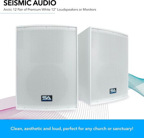 Seismic Audio - Arctic12Single 12-Inch PA Speaker or Floor Monitor - 300 Watts RMS, White in Saudi Arabia