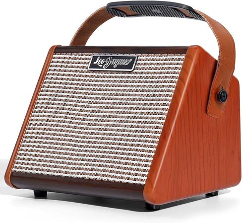 Leo Jaymz 15W Portable Electric Guitar Amp with BT, Rechargeable Battery, Built-in Effects Reverb, Overdrive, EQ, Woodgrain Finish, and 6.35mm Headphone Jack (AG-15) in Kuwait