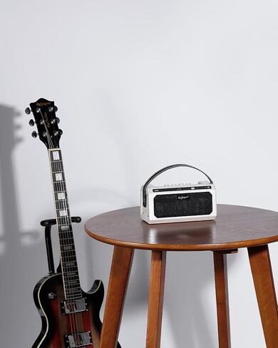 Leo Jaymz 15W Portable Electric Guitar Amp with BT, Rechargeable Battery, Built-in Effects Reverb, Overdrive, EQ, Woodgrain Finish, and 6.35mm Headphone Jack (AG-15) in Kuwait
