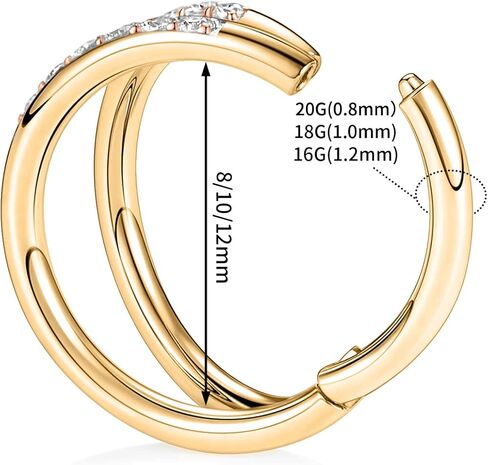 16g Daith Earrings Hoop Earrings Silver Nose Hoops Double Open Stack 16 Gauge Septum Hoop CZ&Opal Seamless Septum Clicker 8mm Septum Ring Surgical Steel Helix Earring Rook Earrings Nose Rings in Saudi Arabia