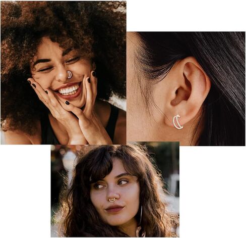 16g Daith Earrings Hoop Earrings Silver Nose Hoops Double Open Stack 16 Gauge Septum Hoop CZ&Opal Seamless Septum Clicker 8mm Septum Ring Surgical Steel Helix Earring Rook Earrings Nose Rings in Saudi Arabia