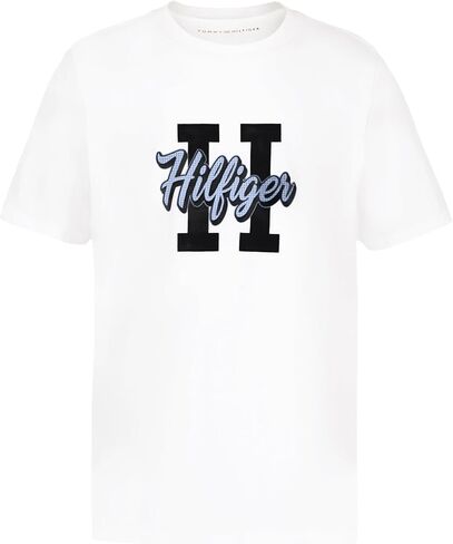 Tommy Hilfiger Boys' Short Sleeve Graphic Crew Neck T-Shirt, Soft, Comfortable, Relaxed Fit, Varsity Irish Green, 10-12 in Saudi Arabia