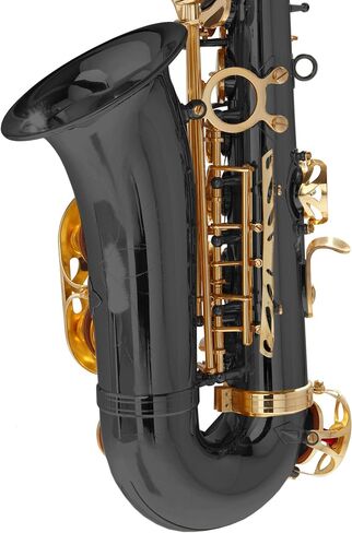 Mendini By Cecilio Alto Saxophone for Beginners, E Flat Tenor Saxophone for Students Musicians with Tuner, Mouthpiece, Case, 10 Reeds, Grease, Cleaning Cloth & Rod, Gloves, Strap, Book (Black Gold) in Saudi Arabia