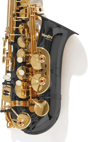 Mendini By Cecilio Alto Saxophone for Beginners, E Flat Tenor Saxophone for Students Musicians with Tuner, Mouthpiece, Case, 10 Reeds, Grease, Cleaning Cloth & Rod, Gloves, Strap, Book (Black Gold) in Saudi Arabia