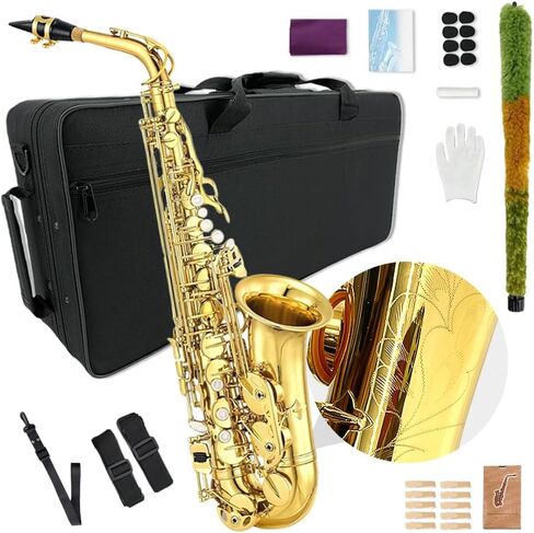 Alto Saxophone E Flat for Adults Student Sax Eb Alto Full Kit With Carrying Sax Case Mouthpiece Straps Reeds Saxophone Beginner Kit in Kuwait