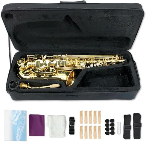 Alto Saxophone E Flat for Adults Student Sax Eb Alto Full Kit With Carrying Sax Case Mouthpiece Straps Reeds Saxophone Beginner Kit in Kuwait