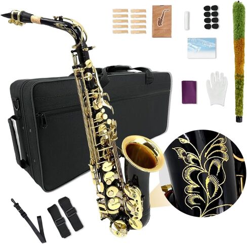 Alto Saxophone E Flat للبالغين طالب Sax eb alto مجموعة كاملة مع حمل ساكس علبة أشرطة لسان حال القصب ساكسفون طقم المبتدئين in Kuwait