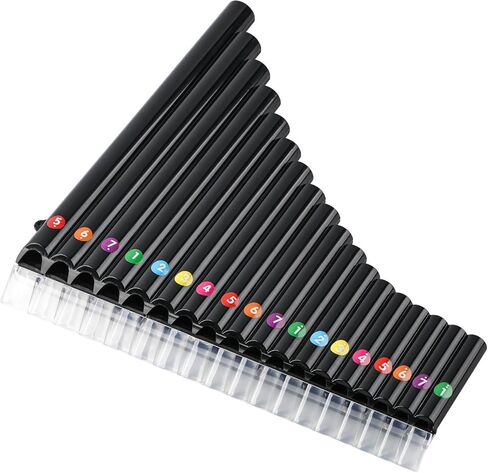 18 Pipes Pan Flute C Key - Instrument Design for Easy Play, Perfect for Students and Learning-Beginner-Friendly (Black) in Saudi Arabia