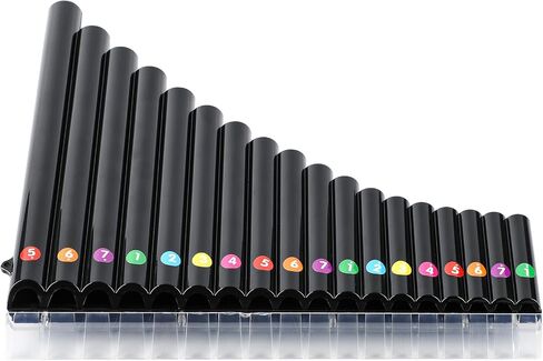 18 Pipes Pan Flute C Key - Instrument Design for Easy Play, Perfect for Students and Learning-Beginner-Friendly (Black) in Saudi Arabia