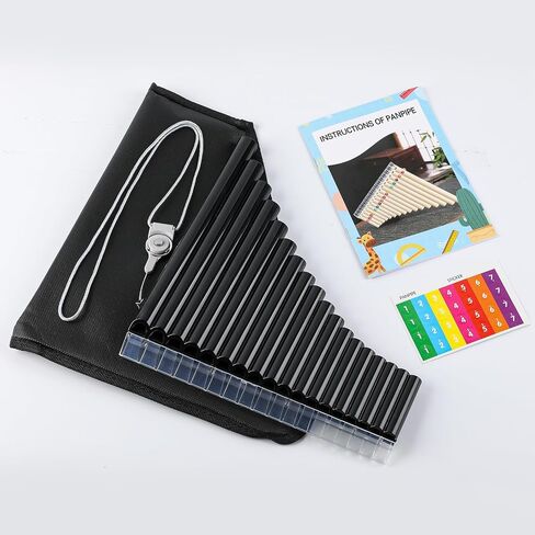 18 Pipes Pan Flute C Key - Instrument Design for Easy Play, Perfect for Students and Learning-Beginner-Friendly (Black) in Saudi Arabia