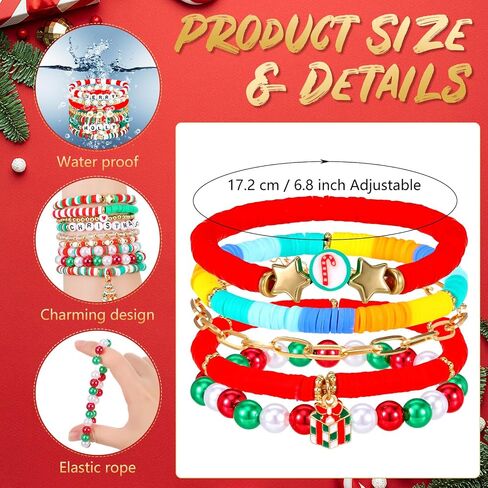 40 Pcs Surfer Heishi Bracelets Colorful Friendship Adjustable Clay Bead Bracelets Festive Stretch Jewelry for Women (Black History) in Saudi Arabia