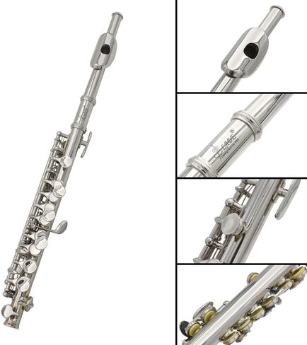 أداة DILWE Flute ، 16 ثقبًا فضيًا مطليًا بيكولو مع مجموعة أداة تنظيف مربع من البراغي ، أداة بيكولو قابلة للفصل للطلاب المبتدئين الذين لديهم حالة صلبة (فضية) in Saudi Arabia