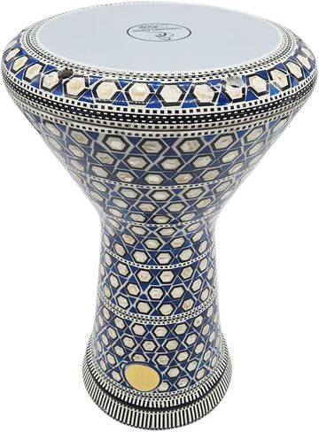 The Gawharet El Fan 18.5 "Darbuka Doumbek Drum Sombaty Size with Blue Blue Pearl (White Sun) in Kuwait