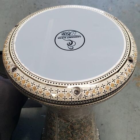 The Gawharet El Fan 18.5 "Darbuka Doumbek Drum Sombaty Size with Blue Blue Pearl (White Sun) in Kuwait