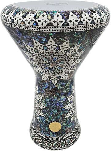 The Gawharet El Fan 18.5 "Darbuka Doumbek Drum Sombaty Size with Blue Blue Pearl (White Sun) in Kuwait