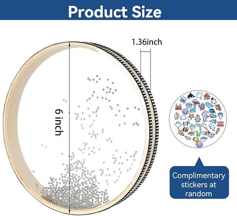 Ocean Drum Sea Drum 8inch- مع قذيفة خشبية صلبة وخرز الموجة- السبر السبر الموسيقي الإيقاع اليدوي للتأمل ، اليوغا المحمولة للوازم المدرسي المنزلي مع حقيبة التخزين in Kuwait
