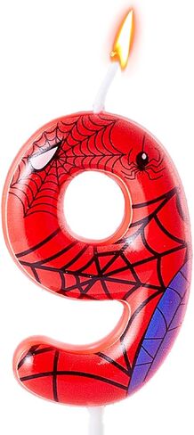 Gezan Spider شموع عيد ميلاد رقم شموع عيد ميلاد سعيد كعكة أعلى أدوات شمعة شمعة ويب صبي فتاة العنكبوت الحزب مستلزمات عيد ميلاد حفلة عيد ميلاد (رقم 5) in Kuwait