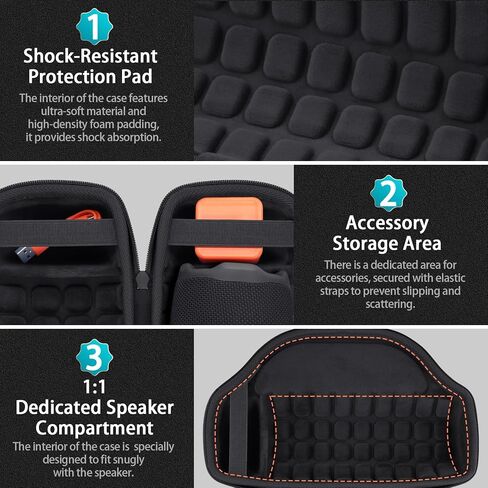 CO2CEA CASE لـ JBL Charge 6 مكبر صوت بلوتوث محمول مقاوم للماء ، علبة سفر صلبة مع حزام كتف قابل للفصل (العلبة السوداء) in Kuwait