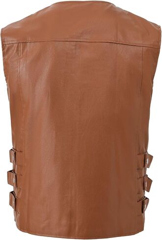 Men's Biker Motorcycle Faux Leather Vest Sleeveless Jacket in Saudi Arabia