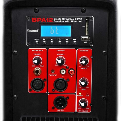 Rockville BPA12 600W 12 "مكبر الصوت النشط النشط DJ PA ، Bluetooth ، USB/SD ، راديو FM ، LCD ، قابلة للتركيب ، قابلة للطي - مثالية للأحداث والعروض in Saudi Arabia