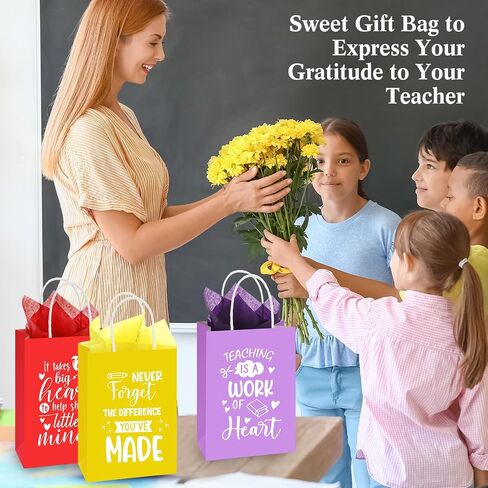 SkyyGemm 60 Pack Pack Pack Press President Gift With Tissue Paper شكرًا لك أكياس هدايا معلم مع مقبض لنهاية العام ، حفل التخرج التقاعد in Saudi Arabia