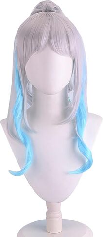 Blue Cosplay Wig for Women with Two Detachable Ponytail, 47 Inch / 120cm Long Hair Long Straight Synthetic with Bangs for Halloween Costume Party Anime (Blue) in Saudi Arabia