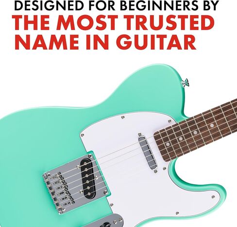Fender Squier لاول مرة سلسلة Telecaster Electric Guitar ، الجيتار المبتدئين ، ضمان لمدة عامين ، ويشمل دروسًا مجانية ، ورغوة البحر الأخضر مع الانتهاء من الساتان يوريتان in Saudi Arabia