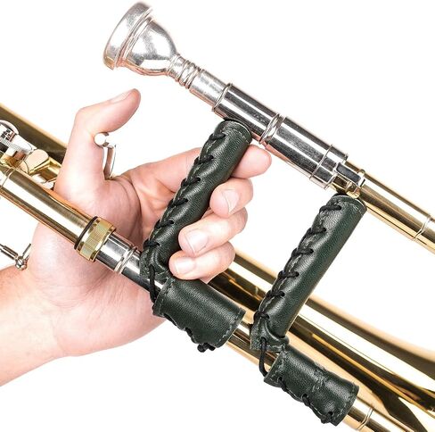 Trombone Hand Guard Slide Guard. Genuine leather protection. Trombone grip hand wrap. Moist, dirt, oil protection. Protective pad. Leather accessories & Protection (Green) in Kuwait