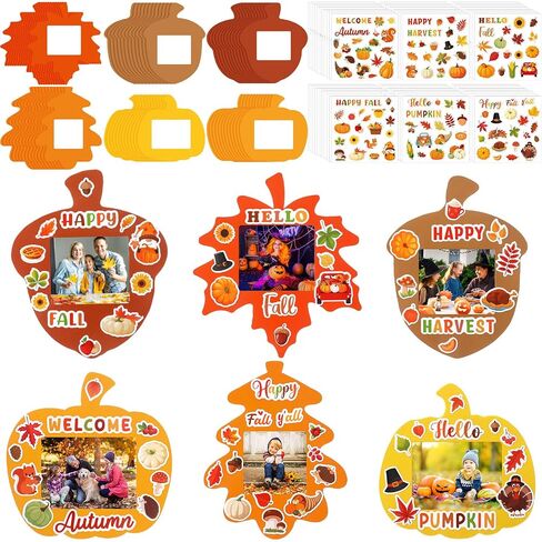 36 Set Thanksgiving DIY Crafts Kit - Fall & Autumn DIY Photo Frames - Maple Leaf, Pine Cone & Pumpkin Themed Decor for Kids, Home & Classroom in Kuwait