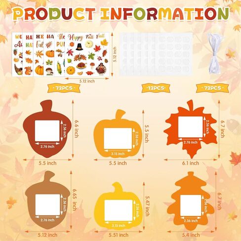 36 Set Thanksgiving DIY Crafts Kit - Fall & Autumn DIY Photo Frames - Maple Leaf, Pine Cone & Pumpkin Themed Decor for Kids, Home & Classroom in Kuwait