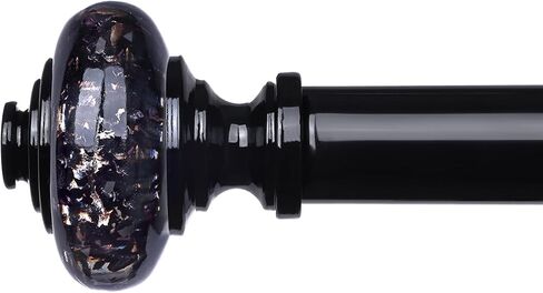 Gold Curtain Rods for Windows 48 to 84 Inch, Decorative Vintage Crystal 1'' Diameter Curtain Rod with Gold Foil Finials, Adjustable Heavy Duty Easy Install Drapery Pole Set for Farmhouse, Bedroom in Kuwait