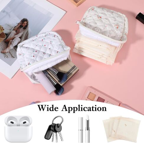 Sanitary Napkin Storage Bag, Portable First Period Pouch Kit with Compartments Soft Pads Tampon Holder Purse Small Tampons Menstrual Cup Packs Period Bags Gift(Lovely period bag) in Saudi Arabia
