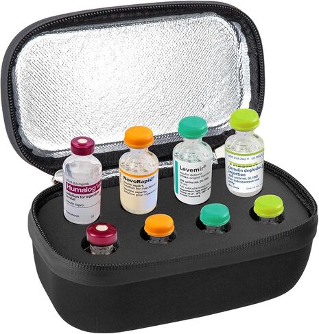 SUNMON Insulin Vial Case - 8-Slot Holder, Fits Standard 10ml U-100 Vials, Refrigerator Storage, Portable Insulation, Insulin Cooler Travel Case Organizer (Red) in Saudi Arabia