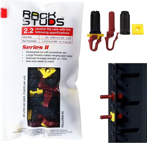 R20 Series II Rack Mount Screws - Server Rack Screws and Cage Nuts Replacement for Server Rack Rails 19" Square Punched Vertical Rail, Without Using Cage Nut Tool - Red 2.22mm/0.086 20 Pack in Saudi Arabia