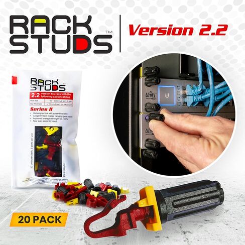 R20 Series II Rack Mount Screws - Server Rack Screws and Cage Nuts Replacement for Server Rack Rails 19" Square Punched Vertical Rail, Without Using Cage Nut Tool - Red 2.22mm/0.086 20 Pack in Saudi Arabia