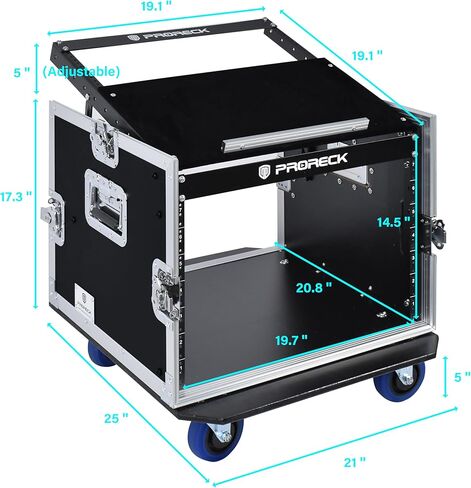 PRORECK 8U RACK/ROAD CASE مع TOP SLANT MIXER TOP ، وعجلات ، وعمق راعي 20 '، والخشب الرقائقي ، وحجم تثبيت 8U ، وأداء المرحلة الاحترافية. in Kuwait