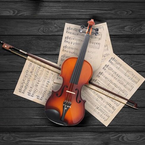 3/4 Acoustic Violin, Solidwood Ebony Fitted Violin with Case, 2 Bows, Bridge, Rosin - Stringed Musical Instruments in Saudi Arabia