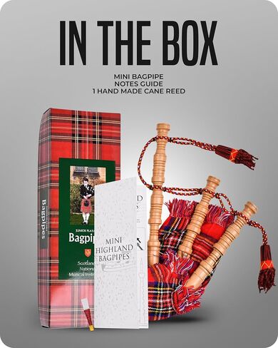Mini Miniature Bagpipe, Rosewood Bagpipe for Beginners Playable Gift set. (Royal Stewart) in Kuwait