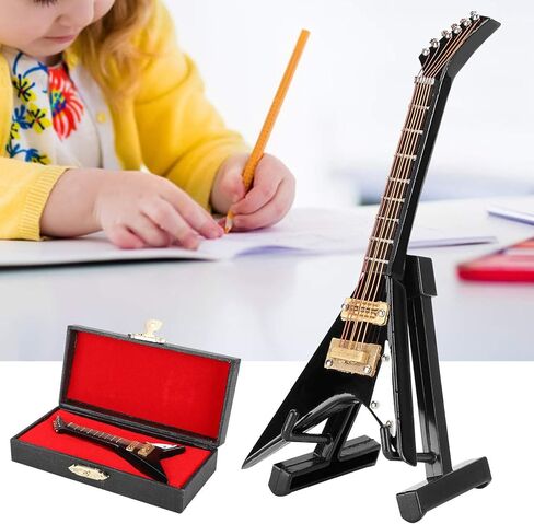 زخارف الغيتار مصغرة الحلي الخامس على شكل آلة موسيقية مصغرة نموذج الأسود 10 سم in Kuwait