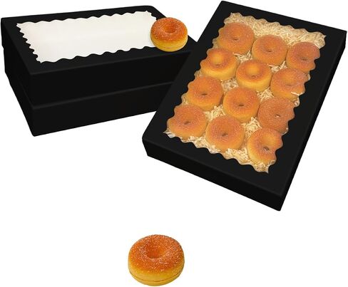 Qiqee Auto-Pop Up Black Cookie Box مع نافذة 16x10.5x2.5 بوصة 24PCS BAKERY PASTRY MACARON BAKERY in Kuwait