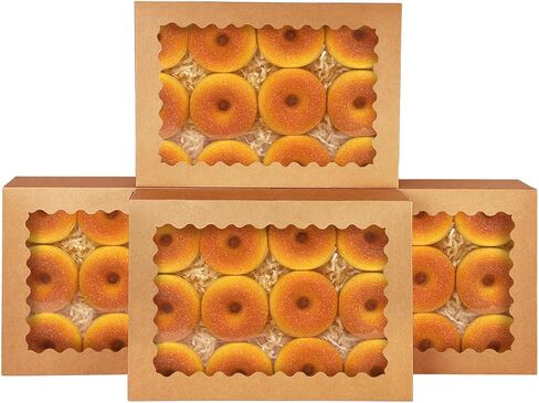 Qiqee Auto-Pop Up Black Cookie Box مع نافذة 16x10.5x2.5 بوصة 24PCS BAKERY PASTRY MACARON BAKERY in Kuwait