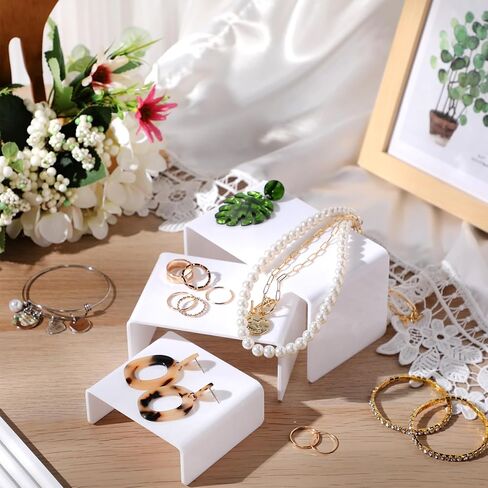 Chuangdi 2 Sets Acrylic Display Risers, Product Stand, Jewelry Display Riser Shelf Showcase Fixtures for Dessert Cupcake Candy Figure Treat Action Showcase(Rainbow Color,Small Set) in Kuwait