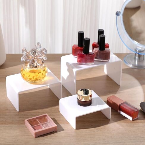 Chuangdi 2 Sets Acrylic Display Risers, Product Stand, Jewelry Display Riser Shelf Showcase Fixtures for Dessert Cupcake Candy Figure Treat Action Showcase(Rainbow Color,Small Set) in Kuwait