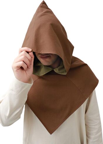 Medieval Cowl Linen Hat Pointed Hem Lined Hooded Cloak Cape for Ren Faire in Kuwait