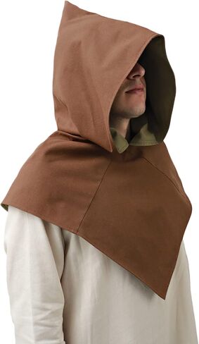 Medieval Cowl Linen Hat Pointed Hem Lined Hooded Cloak Cape for Ren Faire in Kuwait