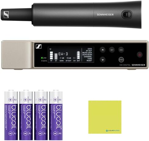Sennheiser Wireless Handheld Base System Bundle with 4 AA Batteries & Cloth EW-D SKM-S (R4-9) Digital Wireless System with Handheld Transmitter, Receiver, Rack Kit & Accessories (552-608MHz) in Saudi Arabia