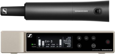 Sennheiser Wireless Handheld Base System Bundle with 4 AA Batteries & Cloth EW-D SKM-S (R4-9) Digital Wireless System with Handheld Transmitter, Receiver, Rack Kit & Accessories (552-608MHz) in Saudi Arabia