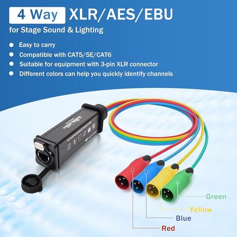 XLR Audio Over Ethernet Snake ， 4 قناة 3pin xlr ذكر إلى EtherCon متوافق مع RJ45 CAT5/CAT6 Ethernet لصوت المرحلة الحية ، الإضاءة ، الصوت ، تسجيل الصوت-1.64 فأت in Kuwait