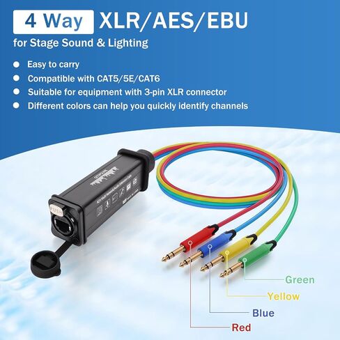 XLR Audio Over Ethernet Snake ， 4 قناة 3pin xlr ذكر إلى EtherCon متوافق مع RJ45 CAT5/CAT6 Ethernet لصوت المرحلة الحية ، الإضاءة ، الصوت ، تسجيل الصوت-1.64 فأت in Kuwait